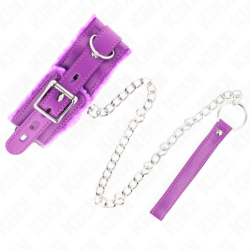 Coleira Com Trela 65 Cm Com Restrições Roxo Ajustável 36-42 Cm X 5.5 Cm