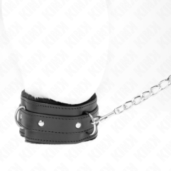 Coleira Com Trela 65 Cm Com Restrições Preto Ajustável 36-42 Cm X 5.5 Cm