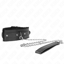 Coleira Com Trela 65 Cm Com Restrições Preto Ajustável 36-42 Cm X 5.5 Cm