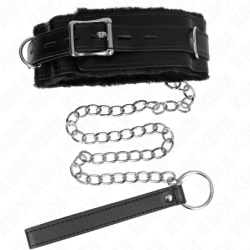 Coleira Com Trela 65 Cm Com Restrições Preto Ajustável 36-42 Cm X 5.5 Cm