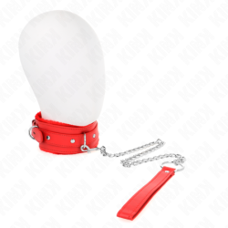 Coleira Com Trela 65 Cm Com Restrições Vermelho Ajustável 36-42 Cm X 5.5 Cm