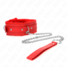 Coleira Com Trela 65 Cm Com Restrições Vermelho Ajustável 36-42 Cm X 5.5 Cm