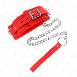 Coleira Com Trela 65 Cm Com Restrições Vermelho Ajustável 36-42 Cm X 5.5 Cm