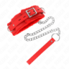 Coleira Com Trela 65 Cm Com Restrições Vermelho Ajustável 36-42 Cm X 5.5 Cm