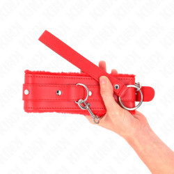 Coleira Com Trela 65 Cm Com Restrições Vermelho Ajustável 36-42 Cm X 5.5 Cm