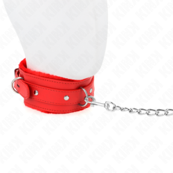 Coleira Com Trela 65 Cm Com Restrições Vermelho Ajustável 36-42 Cm X 5.5 Cm
