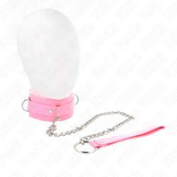 Coleira Com Trela 65 Cm Com Restrições Rosa Ajustável 36-42 Cm X 5.5 Cm