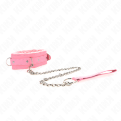 Coleira Com Trela 65 Cm Com Restrições Rosa Ajustável 36-42 Cm X 5.5 Cm