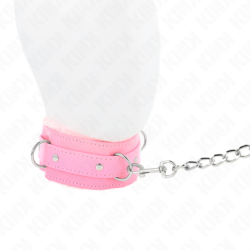 Coleira Com Trela 65 Cm Com Restrições Rosa Ajustável 36-42 Cm X 5.5 Cm