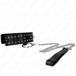 Collar Con Correa 65 Cm Con Tachuelas Plateadas Modelo 1 Ajustable 36-43 Cm X 5 Cm