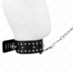 Kakla siksna ar pavadu 65 cm ar sudraba kniedēm, 1. modelis, regulējama 36–43 cm x 5 cm