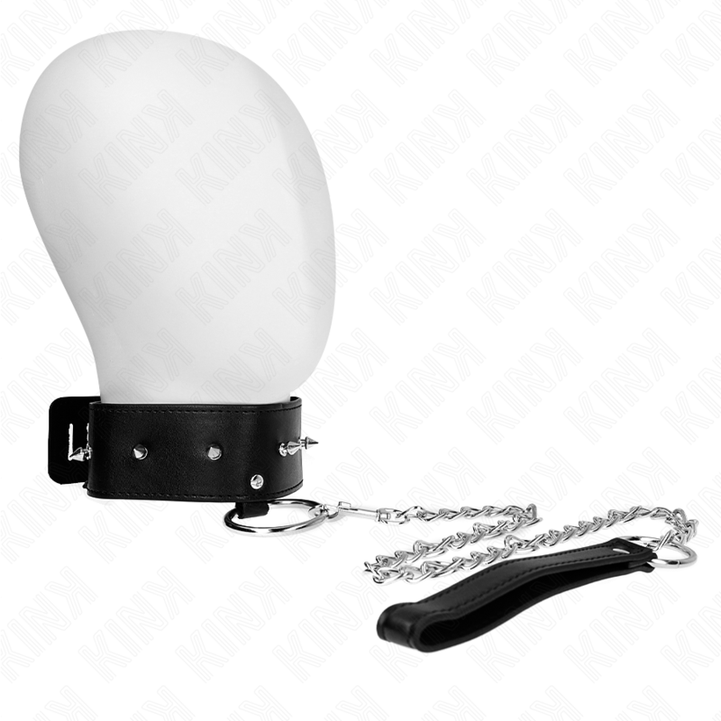Nyakörv pórázzal 65 cm Ezüst Szegecses 2-es Modell Állítható 36-43 cm X 5 cm