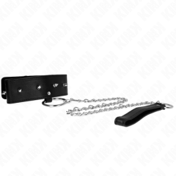 Halsband mit Leine 65 Cm mit silbernen Nieten Modell 2 Verstellbar 36-43 Cm X 5 Cm