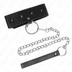 Kakla siksna ar pavadu 65 cm ar sudraba kniedēm Modelis 2 Regulējams 36-43 cm X 5 cm