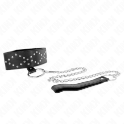 Kakla siksna ar pavadu 65 cm ar sudraba kniedēm, modelis 3, regulējams 36–43 cm x 5 cm