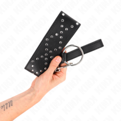 Nyakörv pórázzal 65 cm Ezüst Szegecses 3-as Modell Állítható 36-43 cm X 5 cm