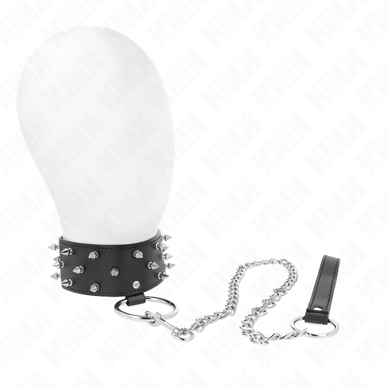 Collar With 65 Cm Leash With Silver Studs Model 5 Adjustable 36-43 Cm X 5 Cm