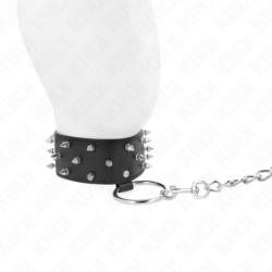 Collar With 65 Cm Leash With Silver Studs Model 5 Adjustable 36-43 Cm X 5 Cm