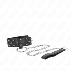 Collar With 65 Cm Leash With Silver Studs Model 5 Adjustable 36-43 Cm X 5 Cm