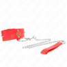 Collar With 65 Cm Leash Red Diamond Neck Adjustable 35-51 Cm X 7 Cm