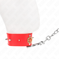 Coleira Com Trela 65 Cm Pescoço De Diamantes Vermelho Ajustável 35-51 Cm X 7 Cm