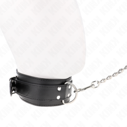 Collare Con Guinzaglio 65 Cm Fibbie Argentate Regolabile 33-46 Cm X 5.5 Cm