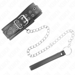 Kakla siksna ar pavadu 65 cm Sudraba sprādzes Regulējama 33-46 cm X 5,5 cm