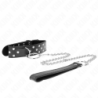 Halsband mit Leine 65 Cm Niete Ring Schwarz Verstellbar 36-50 Cm X 3.8 Cm