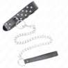 Collar Con Correa 65 Cm Remache Anilla Negro Ajustable 36-50 Cm X 3.8 Cm