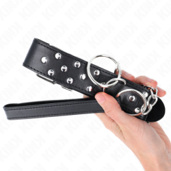 Collar Con Correa 65 Cm Remache Anilla Negro Ajustable 36-50 Cm X 3.8 Cm
