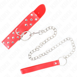 Rihmaga kaelarihm 65 cm punane reguleeritav neetidega rõngas 36–50 cm x 3,8 cm