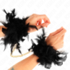 Menottes en Plumes Noires avec Chaîne Dorée Modèle 1