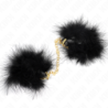 Esposas De Plumas Negro Con Cadena Dorada Modelo 2