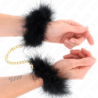 Menottes à Plumes Noires avec Chaîne Dorée Modèle 2
