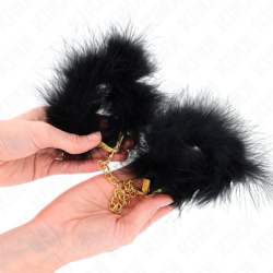 Menottes à Plumes Noires avec Chaîne Dorée Modèle 2
