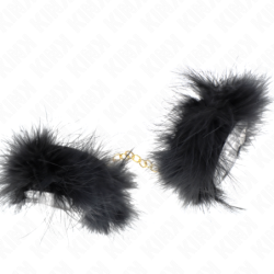 Menottes à Plumes Noires avec Chaîne Dorée Modèle 2
