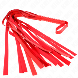 Peitsche mit langem Schwanz und kurzem rotem Griff 70 cm