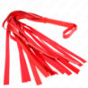 Peitsche mit langem Schwanz und kurzem rotem Griff 70 cm