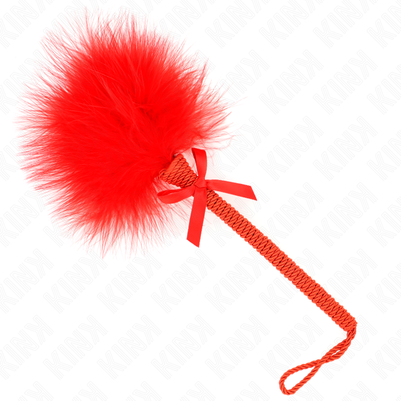 Masajeador De Cuerda De Nailon Con Plumas Para Cosquillas Y Lazo Rojo 25 Cm
