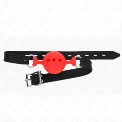 Knevel 55 X 2 Cm Met Bal 4.5 Cm Van Volledige Silicone Maat M Rood Verstelbaar 35-51 Cm