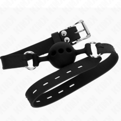 Mordaça 55 X 2 Cm De Bola 4 Cm De Silicone Completa Tamanho P Preto Ajustável 35-51 Cm