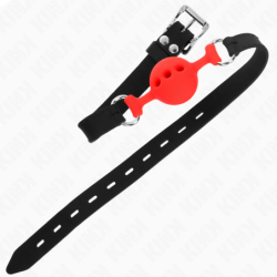 BDSM Gag 55 X 2 Cm S Kuglom 4 Cm Od Punog Silikona Veličina S Crvena Podesiva 35-51 Cm