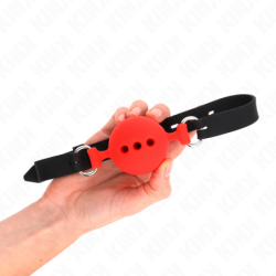 Suukorv 55 X 2 Cm Palli 5 Cm Täissilikoonist Suurus L Punane Reguleeritav 35-51 Cm