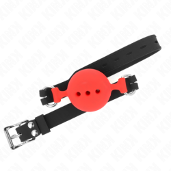 Bâillon 55 X 2 Cm De Boule 5 Cm En Silicone Complète Taille L Rouge Ajustable 35-51 Cm