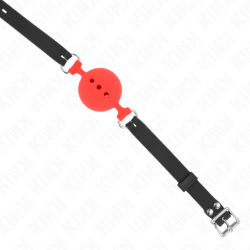 Bâillon 55 X 2 Cm De Boule 5 Cm En Silicone Complète Taille L Rouge Ajustable 35-51 Cm