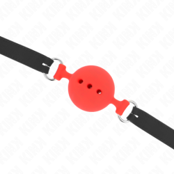 Roubík 55 X 2 Cm S Koulí 5 Cm Z Plného Silikonu Velikost L Červený Nastavitelný 35-51 Cm