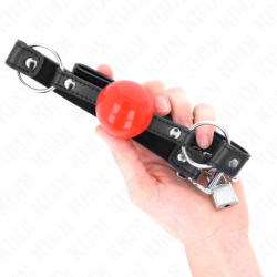 Mordaça de Bola 4 Cm Com Cadeado Bola Vermelha Correia Preta 60 X 2 Cm