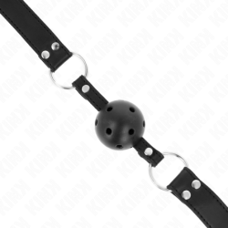 Mordaça de Bola 4 Cm Transpirável Com Rebite Duplo Modelo 1 Preto 62 X 2.5 Cm Ajustável 42-58 Cm