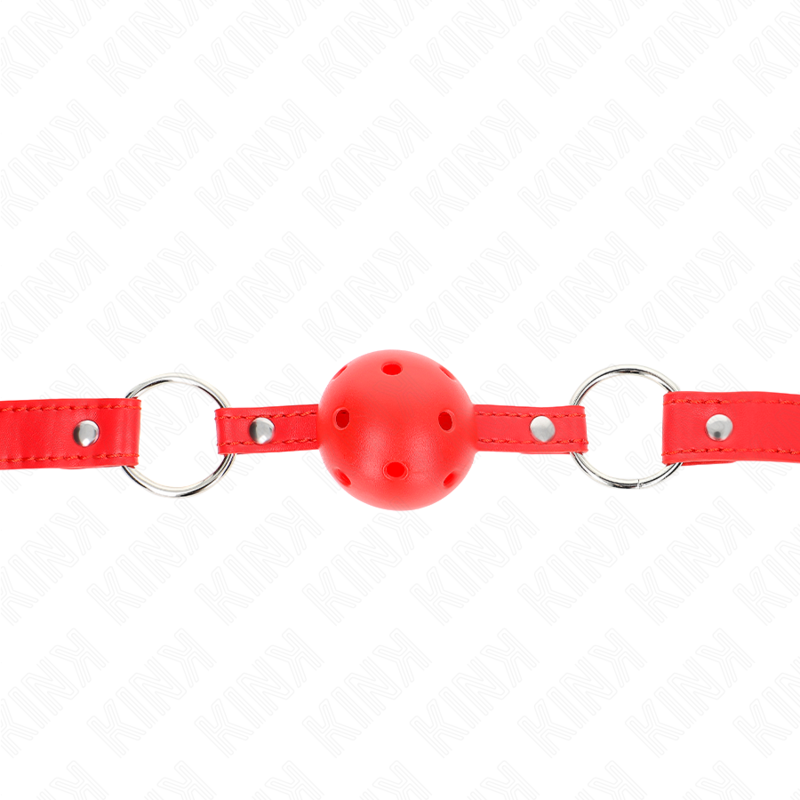 Mordaça De Bola 4 Cm Transpirável Com Rebite Duplo Modelo 1 Vermelho 62 X 2.5 Cm Ajustável 42-58 Cm
