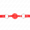 Mordaça De Bola 4 Cm Transpirável Com Rebite Duplo Modelo 1 Vermelho 62 X 2.5 Cm Ajustável 42-58 Cm